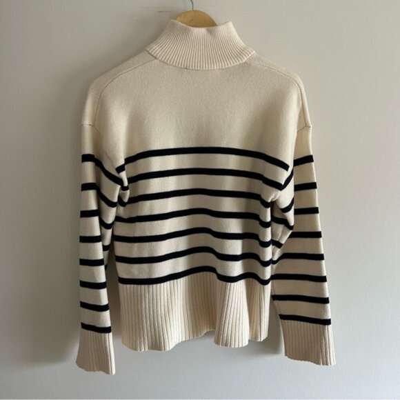 ZARA Zipped Striped Cream Cardigan Size S - Picture 3 of 9